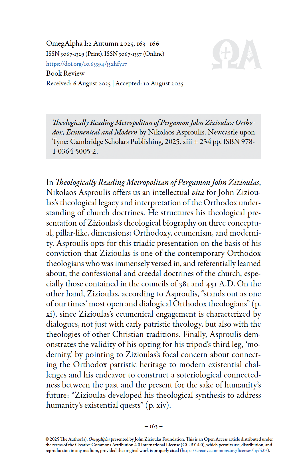 Najib George Awad - Theologically Reading Metropolitan of Pergamon John Zizioulas: Orthodox, Ecumenical and Modern by Nikolaos Asproulis
